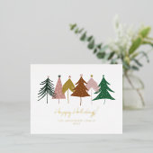 Minimalistische Kerstbomen Folie Feestdagen Briefkaart (Staand Voorkant)