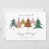 Minimalistische Kerstbomen Foto Feestdagenkaart (Voorkant)