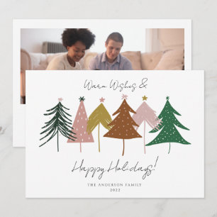 Minimalistische Kerstbomen Foto Feestdagenkaart