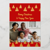 Minimalistische kerstbomen Foto Folie Feestdagenkaart (Voorkant)