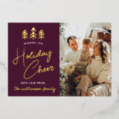 Minimalistische kerstbomen foto Real Folie Feestdagenkaart (Voorkant)