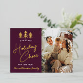 Minimalistische kerstbomen foto Real Folie Feestdagenkaart (Staand Voorkant)