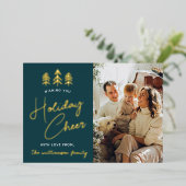 Minimalistische kerstbomen foto Real Folie Feestdagenkaart (Staand Voorkant)