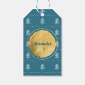 Minimalistische 🎄 Kerstbomen Gouden Cirkel Sneeuw Cadeaulabel (Achterkant)