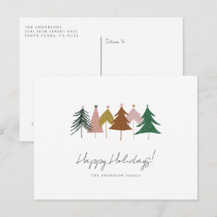 Minimalistische Kerstbomen Kerstkaart Feestdagenkaart