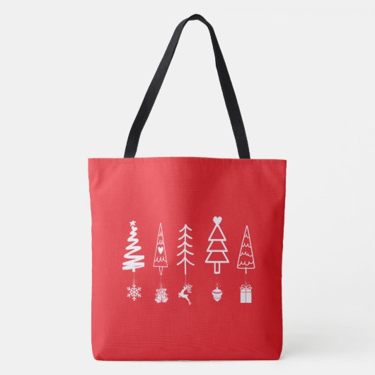 Minimalistische kerstbomen met Ornamenten Canvas t Tote Bag (Voorkant)