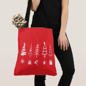 Minimalistische kerstbomen met Ornamenten Canvas t Tote Bag (Dichtbij)