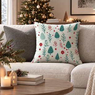 Minimalistische Kerstbomen Rood Groen Worp Kussen