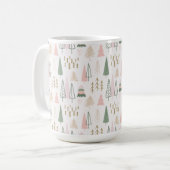 Minimalistische kerstbomen Sage Green & Blush Pink Koffiemok (Voorkant links)