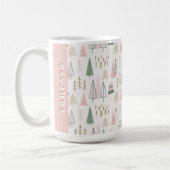 Minimalistische kerstbomen Sage Green & Blush Pink Koffiemok (Links)