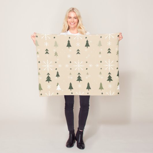 Minimalistische kerstbomen & sneeuwvlokken  fleece deken (In situ)