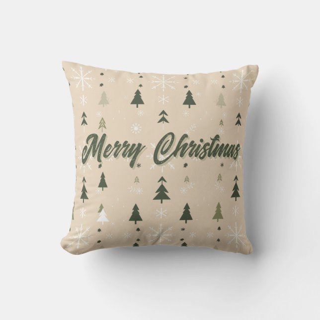 Minimalistische kerstbomen & sneeuwvlokken  kussen (Voorkant)