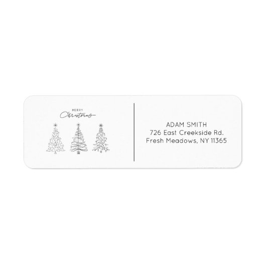 Minimalistische kerstbomen terug adres etiket (Voorkant)