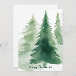 Minimalistische kerstbomen Waterverf Corporate Feestdagenkaart