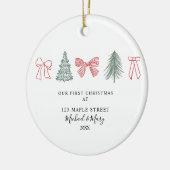 Minimalistische Kerstboog & Boom Eerste Kerstmis Keramisch Ornament (Links)