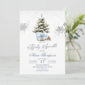 Minimalistische Kerstboog Sneeuwvlok Baby Sprinkle Kaart (Staand voorkant)