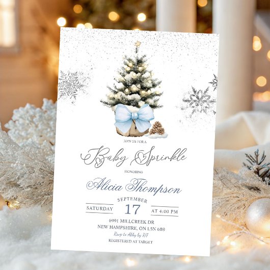 Minimalistische Kerstboog Sneeuwvlok Baby Sprinkle Kaart