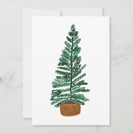 Minimalistische kerstboom aquarel feestdagenkaart (Voorkant)