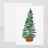 Minimalistische kerstboom aquarel feestdagenkaart (Voorkant / Achterkant)