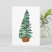 Minimalistische kerstboom aquarel feestdagenkaart (Staand voorkant)