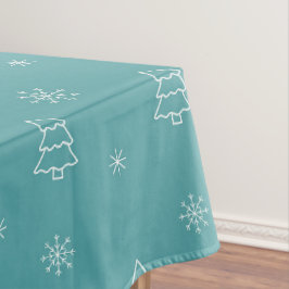 Minimalistische kerstboom en sneeuwvlok patroon tafelkleed