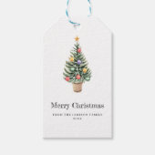 Minimalistische kerstboom Familienaam Jaar Cadeaulabel (Voorkant)