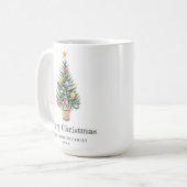 Minimalistische kerstboom Familienaam Jaar Koffiemok (Voorkant links)