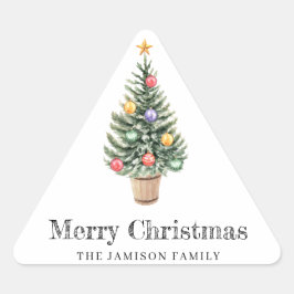 Minimalistische kerstboom Familienaam Jaar Sticker