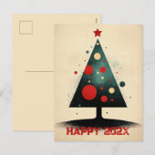 Minimalistische kerstboom feestdagenkaart (Voorkant / Achterkant)