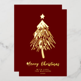 Minimalistische Kerstboom Folie Kerstkaart Feestdagenkaart