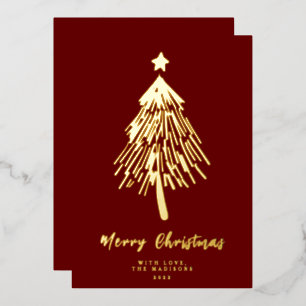 Minimalistische Kerstboom Folie Kerstkaart Feestdagenkaart