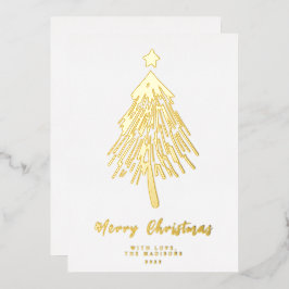 Minimalistische Kerstboom Folie Kerstkaart Feestdagenkaart