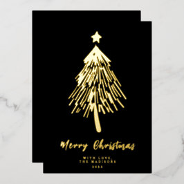 Minimalistische Kerstboom Folie Kerstkaart Feestdagenkaart