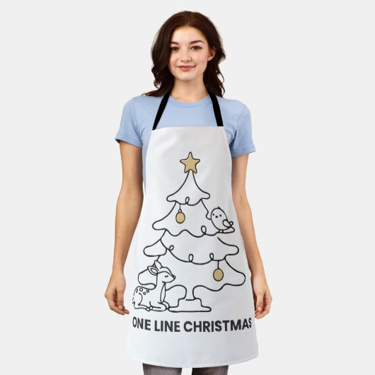 Minimalistische Kerstboom in Eén Lijn Schort (Gedragen)