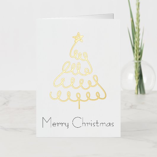 Minimalistische kerstboom Kaart in goud (Voorkant)