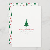 Minimalistische Kerstboom Kaarten met Vrolijk Kers (Voorkant / Achterkant)