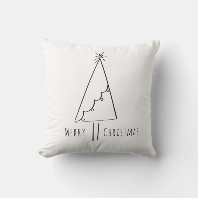 Minimalistische Kerstboom Lijn Kunst  Kussen (Voorkant)