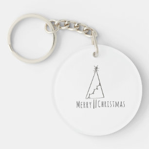 Minimalistische Kerstboom Lijn Kunst Sleutelhanger