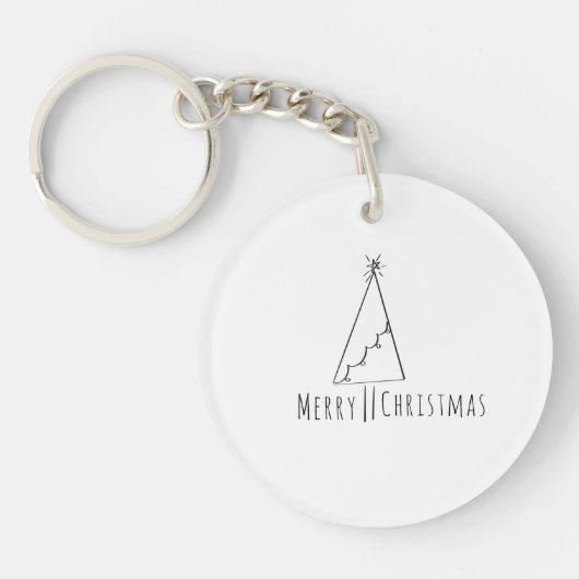Minimalistische Kerstboom Lijn Kunst Sleutelhanger (Voorkant)
