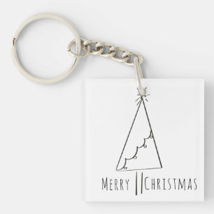 Minimalistische Kerstboom Lijn Kunst  Sleutelhanger