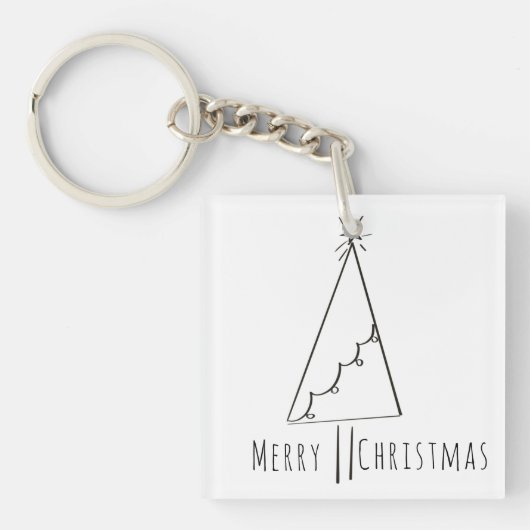 Minimalistische Kerstboom Lijn Kunst Sleutelhanger (voorkant)