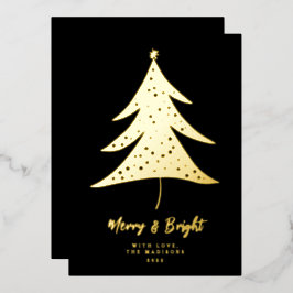 Minimalistische Kerstboom Merry & Bright Folie Feestdagenkaart