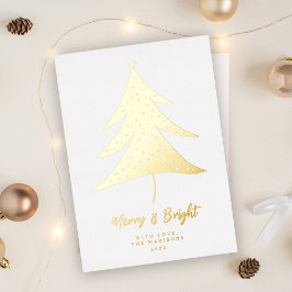 Minimalistische Kerstboom Merry & Bright Folie Feestdagenkaart
