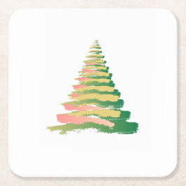 Minimalistische Kerstboom met penseelstreken Kartonnen Onderzetters