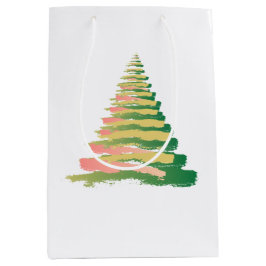 Minimalistische Kerstboom met penseelstreken Medium Cadeauzakje