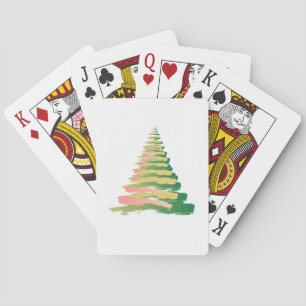 Minimalistische Kerstboom met penseelstreken Pokerkaarten