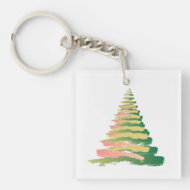 Minimalistische Kerstboom met penseelstreken Sleutelhanger