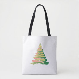 Minimalistische Kerstboom met penseelstreken Tote Bag