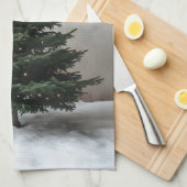 Minimalistische kerstboom met zachte lichten op sn theedoek (Quarter Fold)