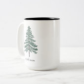 Minimalistische Kerstboom Mok – Aanpasbare Tekst (Voorkant links)